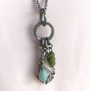 BOGO! Beads with Gemstone Feather Pendant Necklace